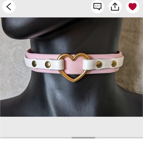 Heart Necklace/collar pink gold kawaii cute Goth - Picture 2 of 3
